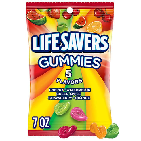 LIFE SAVERS 5 Flavors Summer Gummy Candy, 7 oz Bag (Pack of