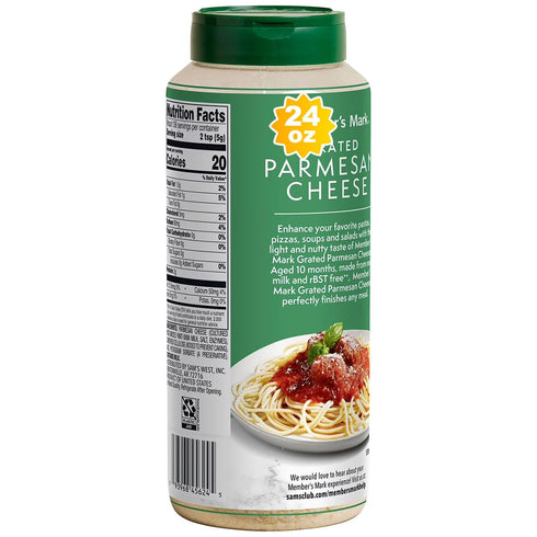 Generic 24 oz (1.5 lb) 10 Grated Parmesan Cheese, Real Milk Parmesan, rBST-Free, Aged for Months