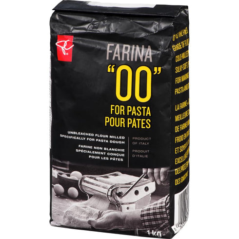 President's Choice "00" 1kg/35.3oz, PC Black Label Farina Enriched,Unbleached Fine Wheat Flour for Pasta