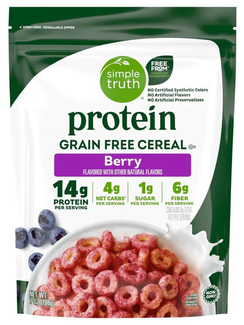 SIMPLE TRUTH Protein Grain Free Cereal, Berry Flavor, 14g Protein, 6g Fiber, Non-GMO, 7