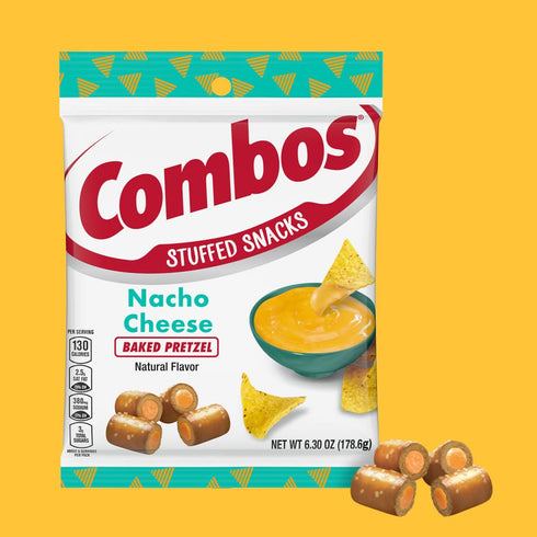 Packs, 6.3-Ounce (Pack 12) COMBOS Cheese Snacks - Nacho Cheese Snack Baked Cracker Snack, Bulk Bag