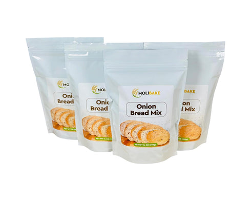 Molibake Onion Bread Mix Pack of 4 Premium All-Natural Baking Mix for