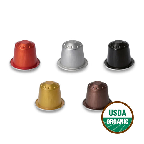 100 Pack pack) Organic USDA Caf Romano Coffee Aluminum Espresso Pods For Nespresso Original Machine Italian Espresso