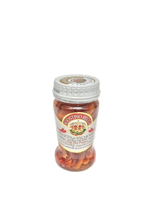 Agostino Recca Fillets of Anchovies in Olive Oil with Hot Pepper, 3.18 oz