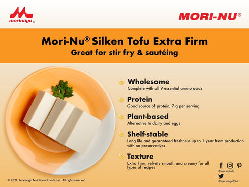 12.3 oz 6 Packs Mori-Nu Silken Tofu Extra Firm | Velvety Smooth and Creamy | Low Fat, Gluten-Free, Dairy-Free, Vegan