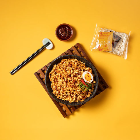 (24 Packs) 11g A-Sha Squiggly Noodle with Chili Crisp Drizzle and Rich Soy Sauce | of Protein | Premium Air Dried Never