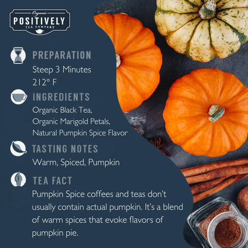 16 Organic Positively Tea Company, Pumpkin Spice Black Tea, Loose Leaf, Ounce