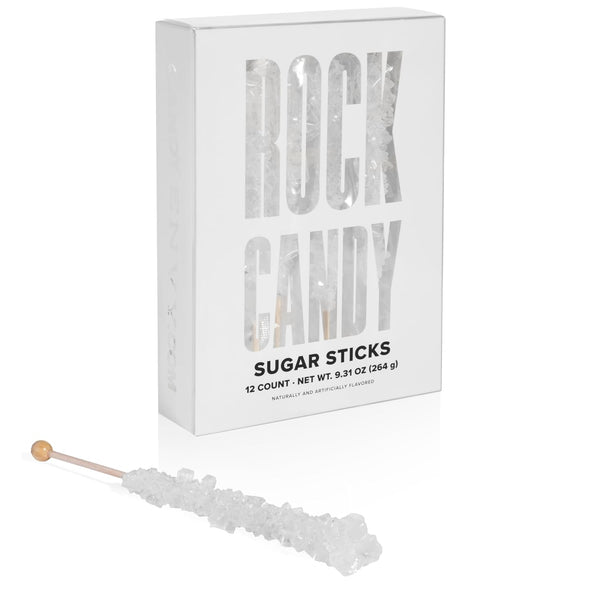 White Rock Candy Sugar Sticks - Original Sugar Flavored - 12 Individually