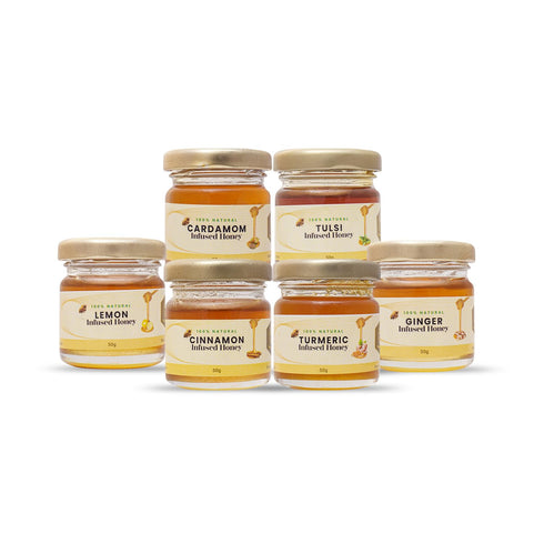 Shiva Organic Herbs Infused Honey Tasters - Pack of 6 | 50g