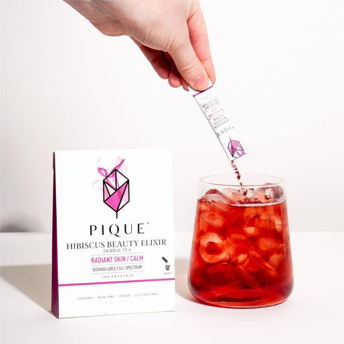 Pique Organic Hibiscus Tea Crystals, Caffeine-Free Herbal Tea, 14 Single Serve Sticks