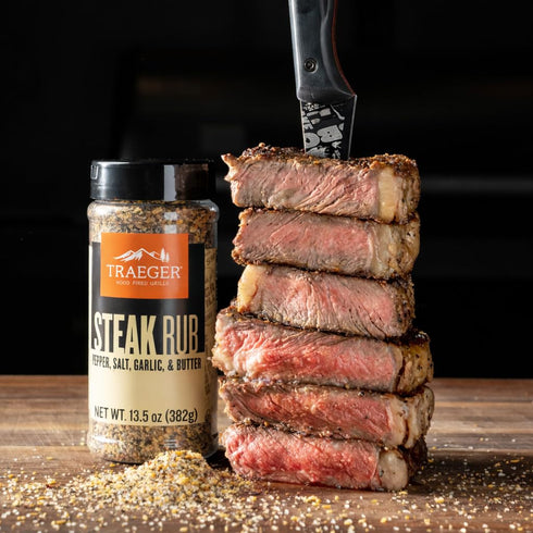 SPC281 Traeger Grills Steak Rub, Premium BBQ Seasoning with Pepper, Salt, Garlic & Butter Flavor, Bold Savory Blend