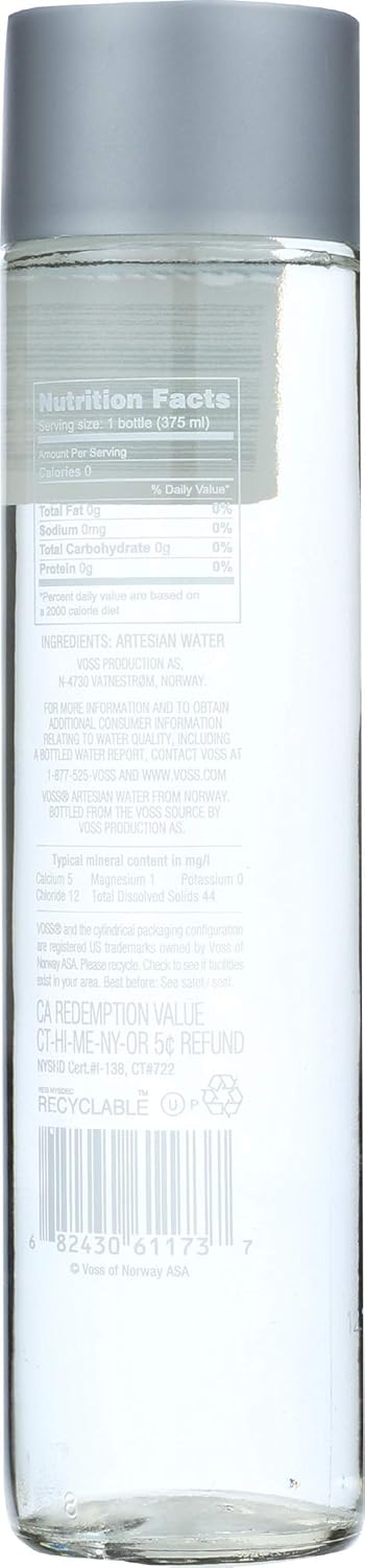 12.7 Oz Voss, Water Artesian Still Norway, Fl