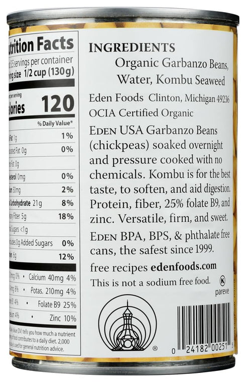 15.0 OZ(pack 4) Eden Organic Garbanzo Beans