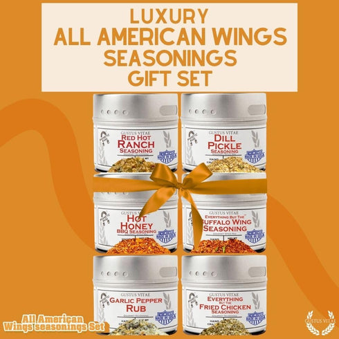 Set 6 Packed, All American Wing Seasoning | Authentic Small Batch Seasoning Mixes For Chicken Wings, Buffalo Wings