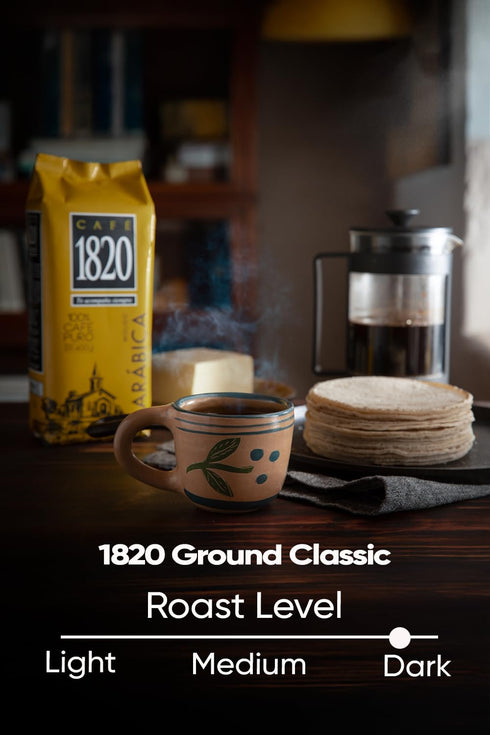 1820 100% 32 oz Caf Classic, Premium Costa Rican Ground Coffee, Arabica, Dark Roast, High Altitude Blend with Aroma