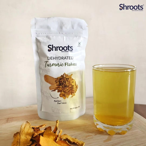 45g SHROOTS Dehydrated Turmeric Flakes Air Dried Flakes Pure Veg, Gluten Free, No Added Salt Natural Dried Turmeric