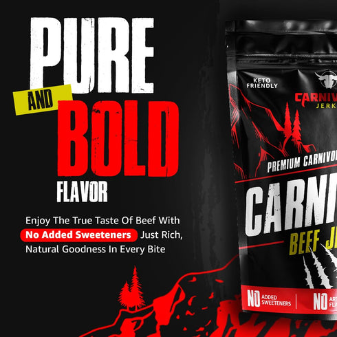 3-Ingredient 4 Pack Carnivore Electrolytes Beef Jerky - High Protein Premium Jerky Snacks - Keto-Friendly and Sugar