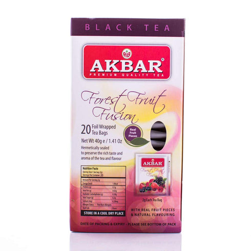 Akbar Flavoured Teas with Real Fruit Pieces - 20 Foil Tea Bags (Forest Fruit Fusion)