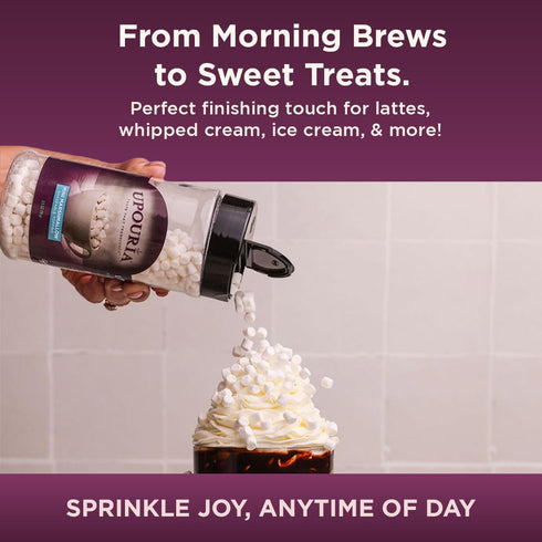 2.5oz Upouria Mini Marshmallow Beverage and Dessert Topper, Rich Flavor Enhancer for Coffee, Hot Chocolate, Ice Cream