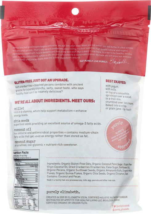 12 (Pack 6) Purely Elizabeth Organic Cranberry Pecan Ancient Grain Granola, Gluten Free, Non GMO, Ounces