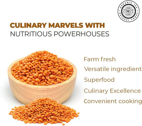 3.0 Pride Of India - Indian Split Masur Red Lentils - Protein & Fiber Rich Masoor Dal, Pound Jar