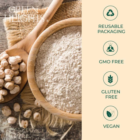 Green Heights 2.2 (1 23 Garbanzo Bean Flour by , Pound Jar KG) Rich Protein Source/ Makes Delicious Vegan Omelets GMO