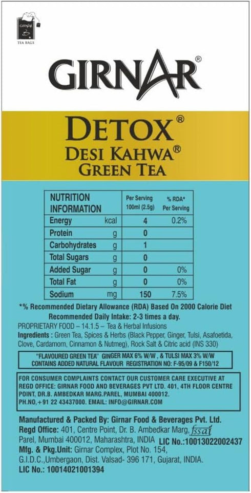 GIRNAR (36 Detox Green Tea, Teabags)