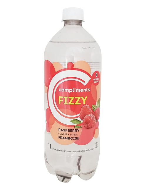 Compliments FIZZY Raspberry Flavored Sparkling Water, 1L/35.2 fl oz