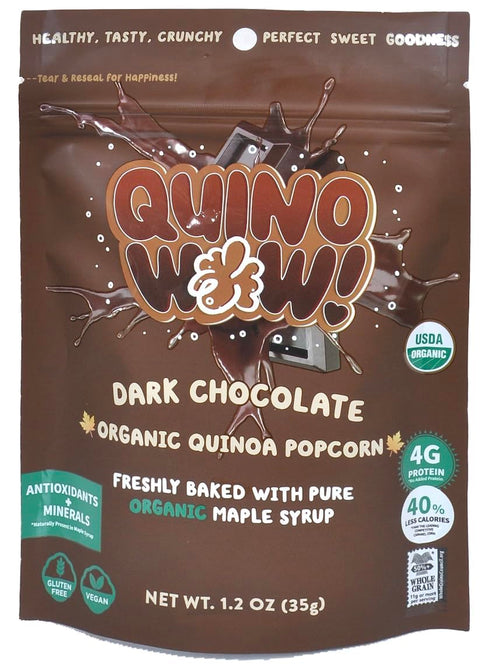Pack 3) QuinoWow! Organic Quinoa Popcorn Low Sugar, High Fiber, Air Popped, Vegan & Gluten Free Made with Pure Organic