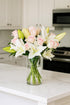 BloomsyBox Lily Love-Elegant White Lilies & Light Pink Roses (Glass Vase Included)