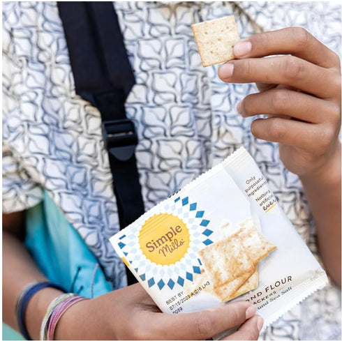 Packs, 6.5 oz, Pack 2 (8 Simple Mills Almond Flour Crackers Snack Sea Salt, Gluten Free, Flax Seed, Sunflower Seeds