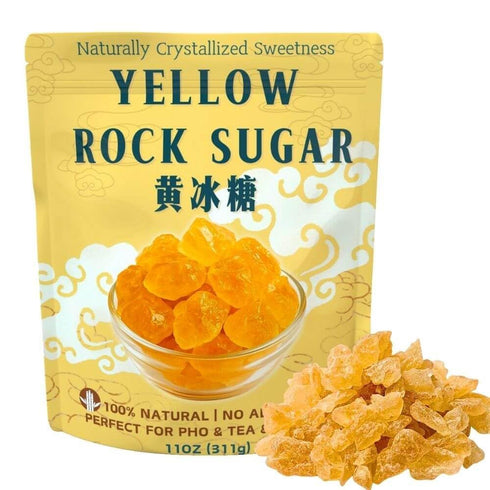 Premium Yellow Rock Sugar for Pho & Tea - Natural Cane Crystal