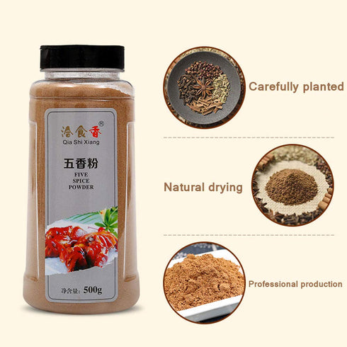 Chinese Five Spice Blend, Traditional 5 Spice Powder Mixed Seasoning for Asian Cuisine, 17.6 oz Plastic Shaker