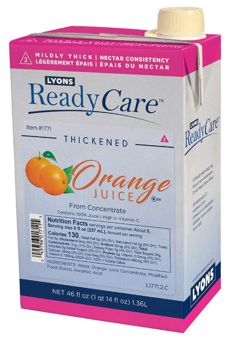 Lyons ReadyCare Thickened Orange Juice for Dysphagia & Swallowing Difficulty - Nectar