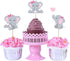 48pcs Pink Elephant Cupcake Toppers, Double Sided Picks for It's A Girl Cake Decorations for Birthday Baby Shower