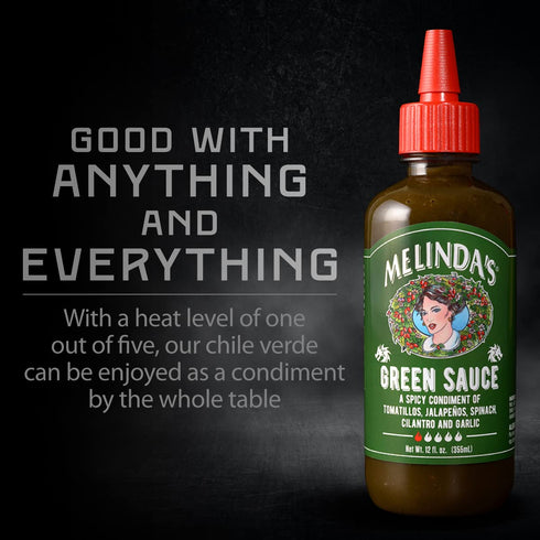 Melinda’s Green Sauce, Gourmet Mild Chile Verde Hot Sauce, 12 oz, 2 Pack