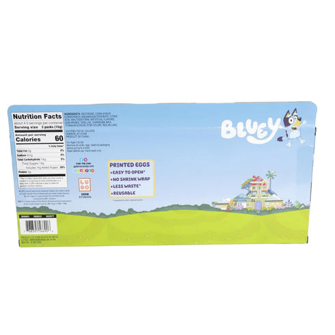 2.47 Galerie Bluey Themed Plastic Easter Eggs, Red Hard Candy Pouches Inside, Great for Egg Hunts, Ounces