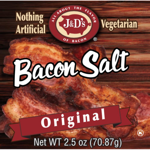 2.6 J&D's Bacon Salt, Original, Ounce, Bacon-Flavored Seasoning Salt, Vegan, Vegetarian, Kosher