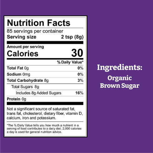 24oz, 6-Pack Wholesome Fair Trade Organic Dark Brown Sugar