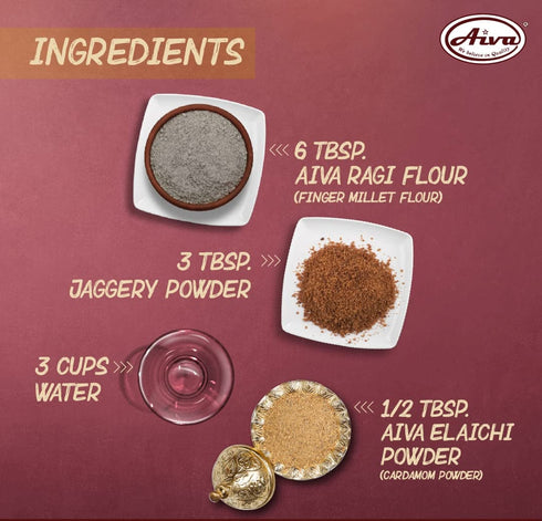 (4 LB) Aiva Finger Millet Flour | Ragi Flour Stone-Ground Whole Grain Flour for Baking, Cooking, and Traditional