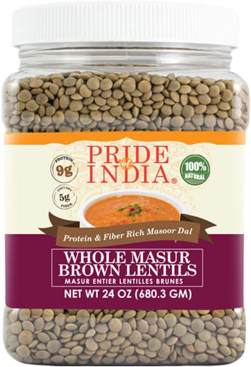 Pride Of India - Indian Whole Brown Crimson Masur Lentils - Protein