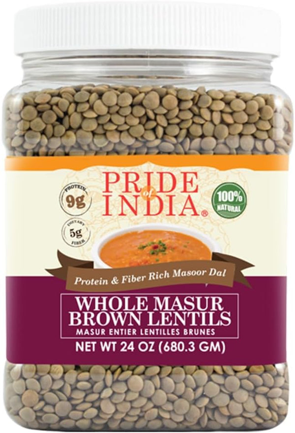 Pride Of India - Indian Whole Brown Crimson Masur Lentils - Protein
