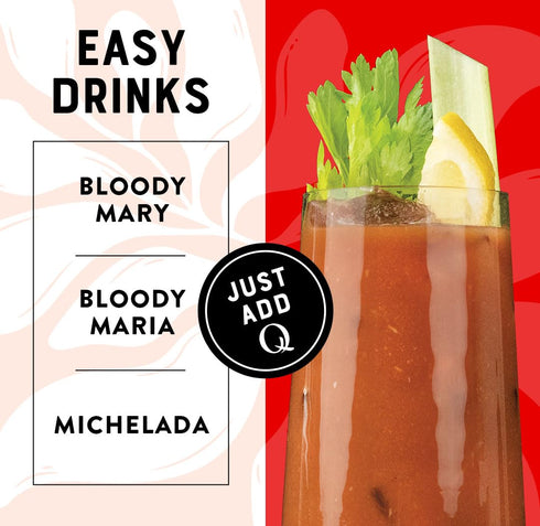 7 30 7.5 oz (Pack 24) Q BLOODY MARY MIX, Real Vine-Ripened Tomatoes with Herbs & Spices - Ideal for Cocktails