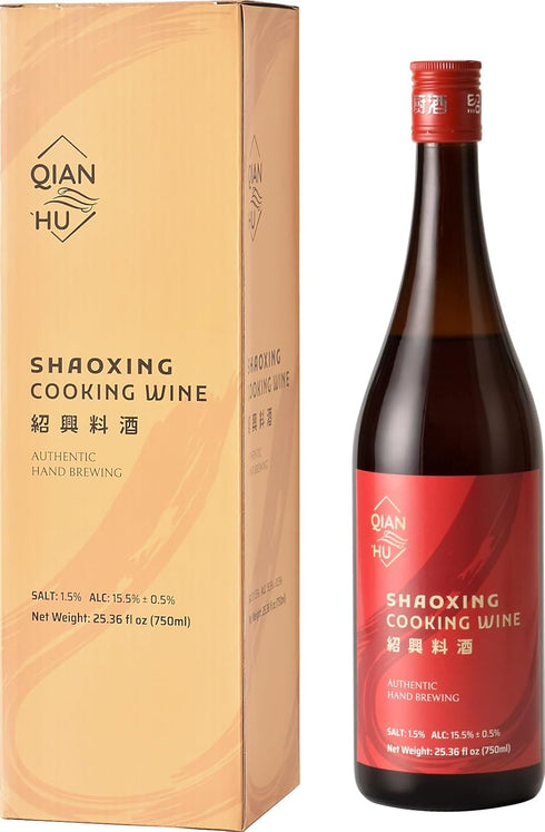 750 ml (25.36 Oz), Qian Hu Shaoxing Wine, Chinese Cooking Wine, Rice Cooking Wine, fl. Flavor Essential for Asian