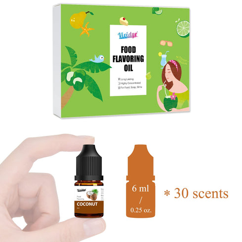 30 Pack Food Flavoring Oil, Concentrated Extracts for Baking, Cooking, Candy, Beverages, Lip Balm, Slime