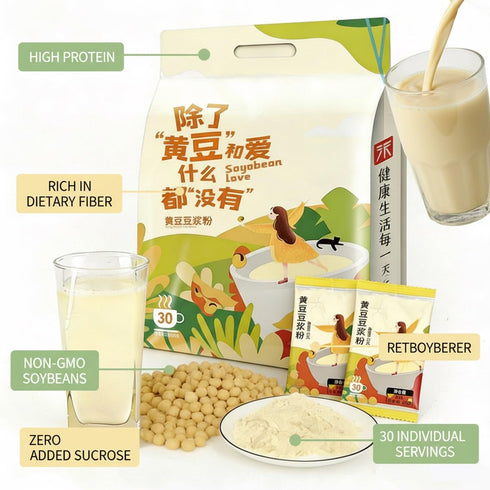 xapuo 750g 30 Packs Instant Yellow Soy Milk Powder Pure Whole Bean, No Sugar, No Additives, Single-Serve For Your Daily
