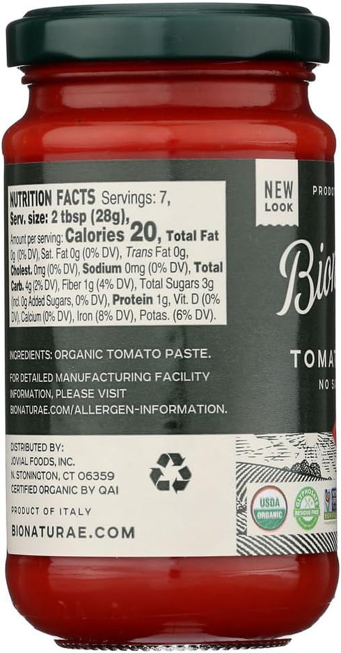 Bionaturae Organic Tomato Paste -- 7 oz - 2 pc