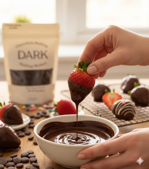 moliss 5LB 80oz Dark Chocolate Melting Wafers, Resealable Bag, Smooth Coating for Candy Making, Dipping and Molds