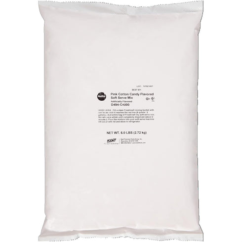 Countertop 6 lb Frostline Pink Cotton Candy Soft Serve Ice Cream Mix, Lactose & Gluten Free- Just Add Water, Dairy