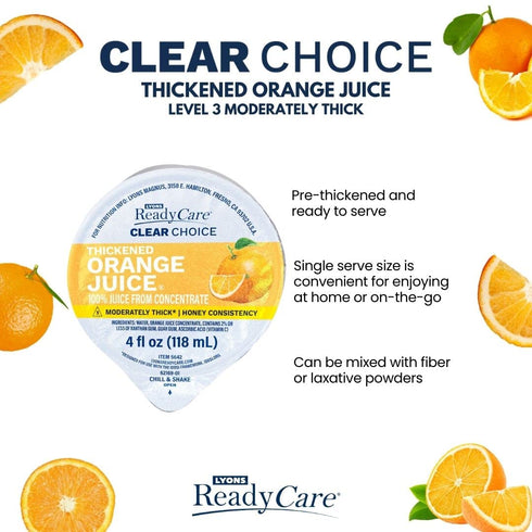 3 4 oz (48 pack) Lyons ReadyCare Thickened Orange Juice for Dysphagia & Swallowing Difficulty - Honey Consistency